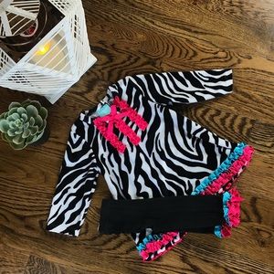 Mud Pie Zebra Tunic Dress Leggings Pink and Blue